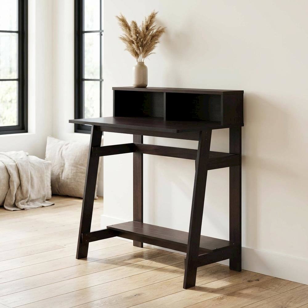 Left. BisonOffice - Dark Walnut Computer Desk with A-Frame Frame for Home Office - Dark Walnut.