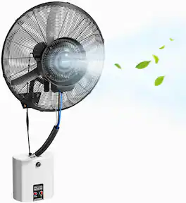 Winado - 20inch Wall Mount Misting Fan with BLDC Motor, High Velocity Industrial Wall Mounted Mist Fan with 4 Speed, Water Tank - Black and White