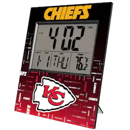 Keyscaper - Kansas City Chiefs Quadtile Digital Desk Clock - Multicolor