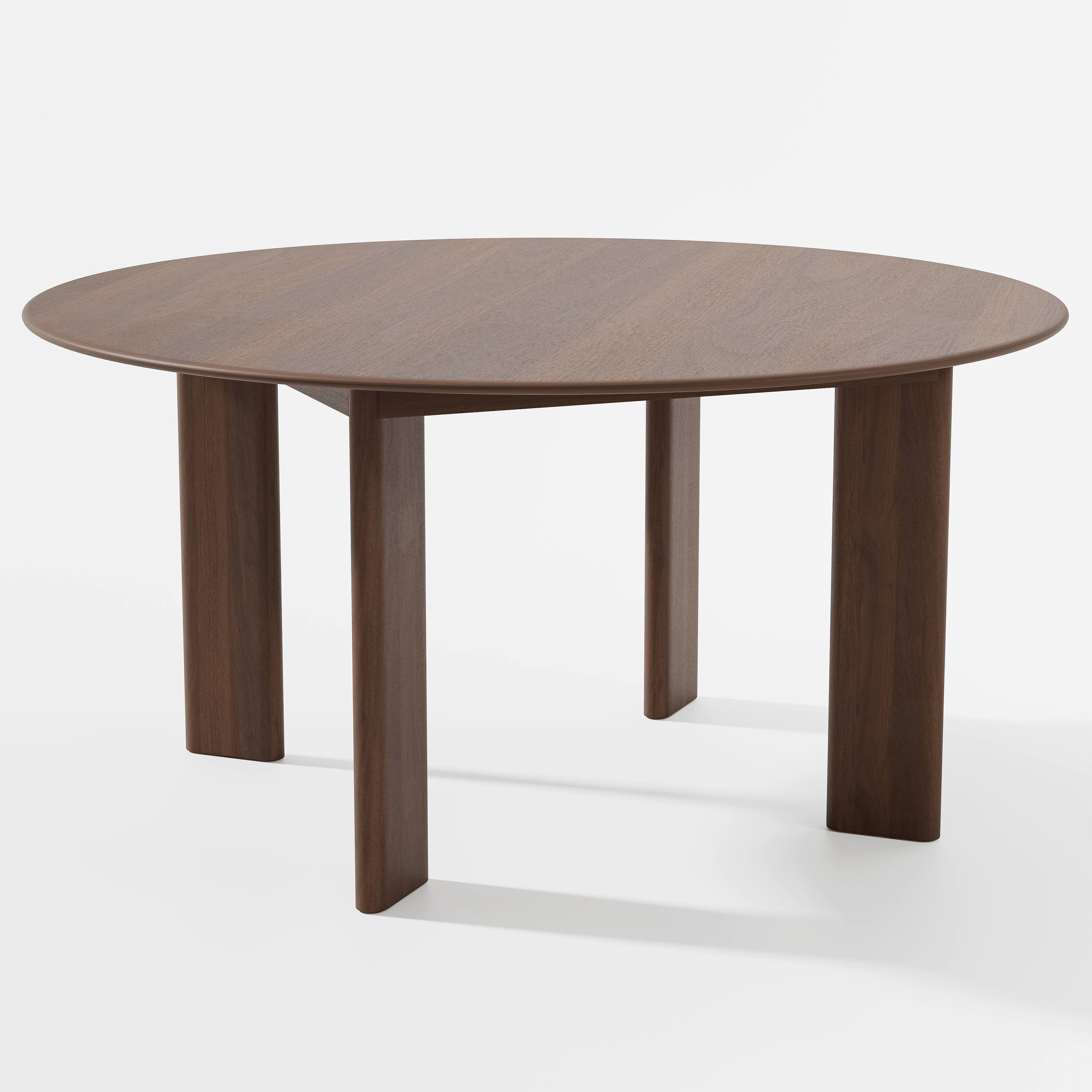 Angle. Lirago - 59in. Tapered Leg Round Walnut Dining Table Solid Wood Timeless Style,Seats 10 People - Brown.