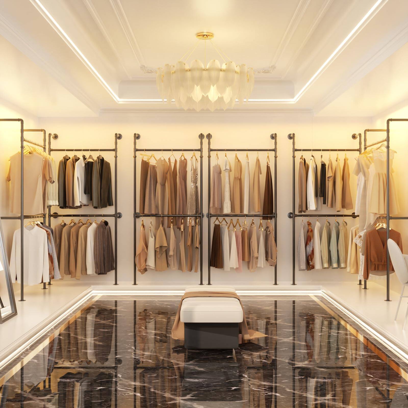 Angle. Aheaplus - Wall-Mounted Industrial Pipe Clothing Rack, Heavy Duty & Reversible - Black.