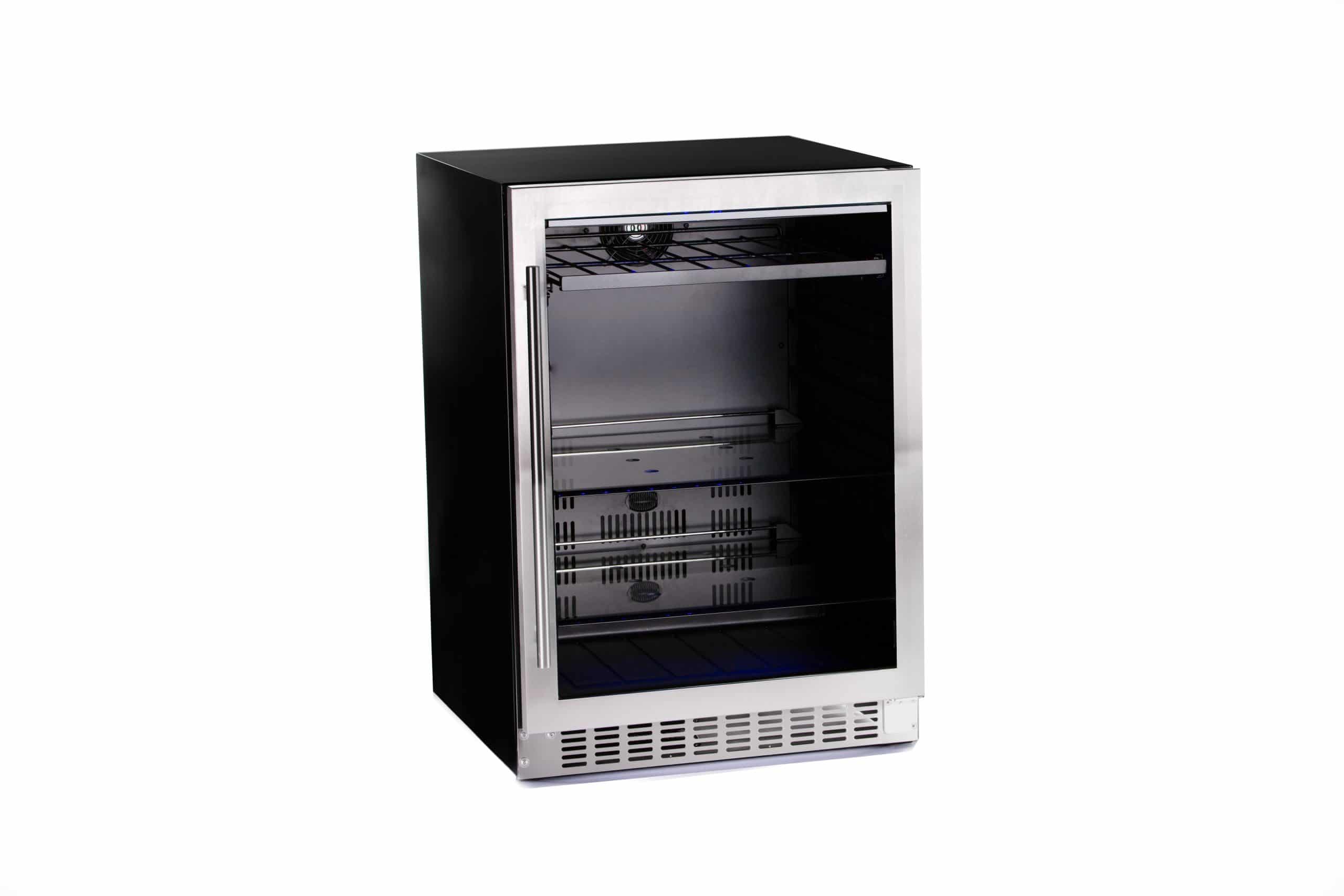 Angle. Azure - 24" Beverage Center w/ Glass Door & Stainless - Stainless steel.