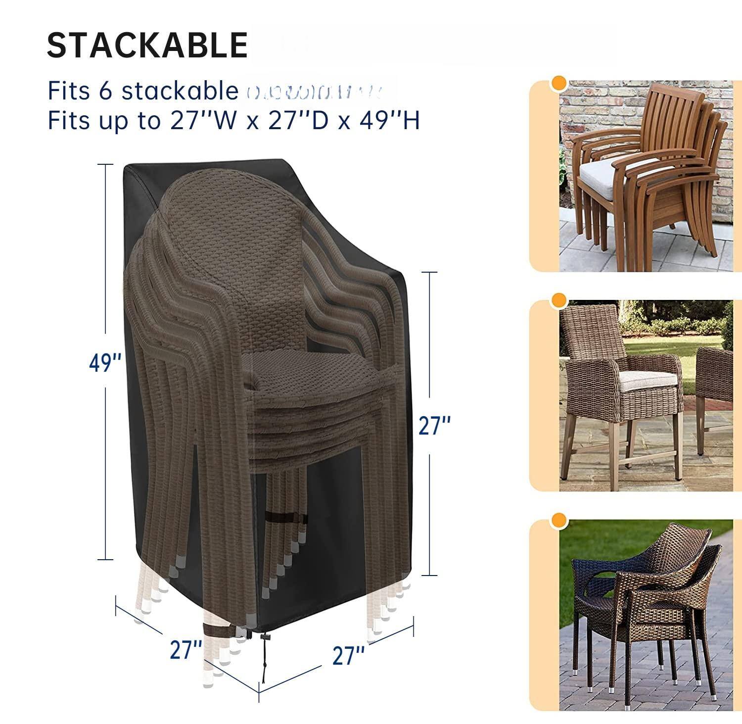 STACKABLE

Fits 6 stackable chairs

Fits up to 27"W x 27"D x 49"H

49"

27"

27"