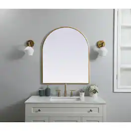 Elegant Decor - Metal Frame Arch Mirror 30x36 Inch - Brass