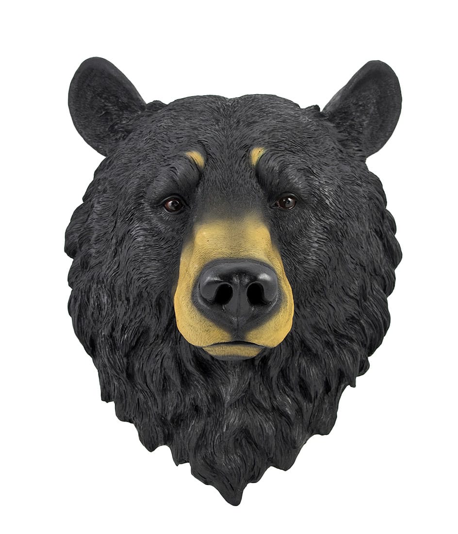 Zeckos - Large 16 Inch Big Bear Head Bust Realistic Poly-Resin Wall Hanging Statue - Black