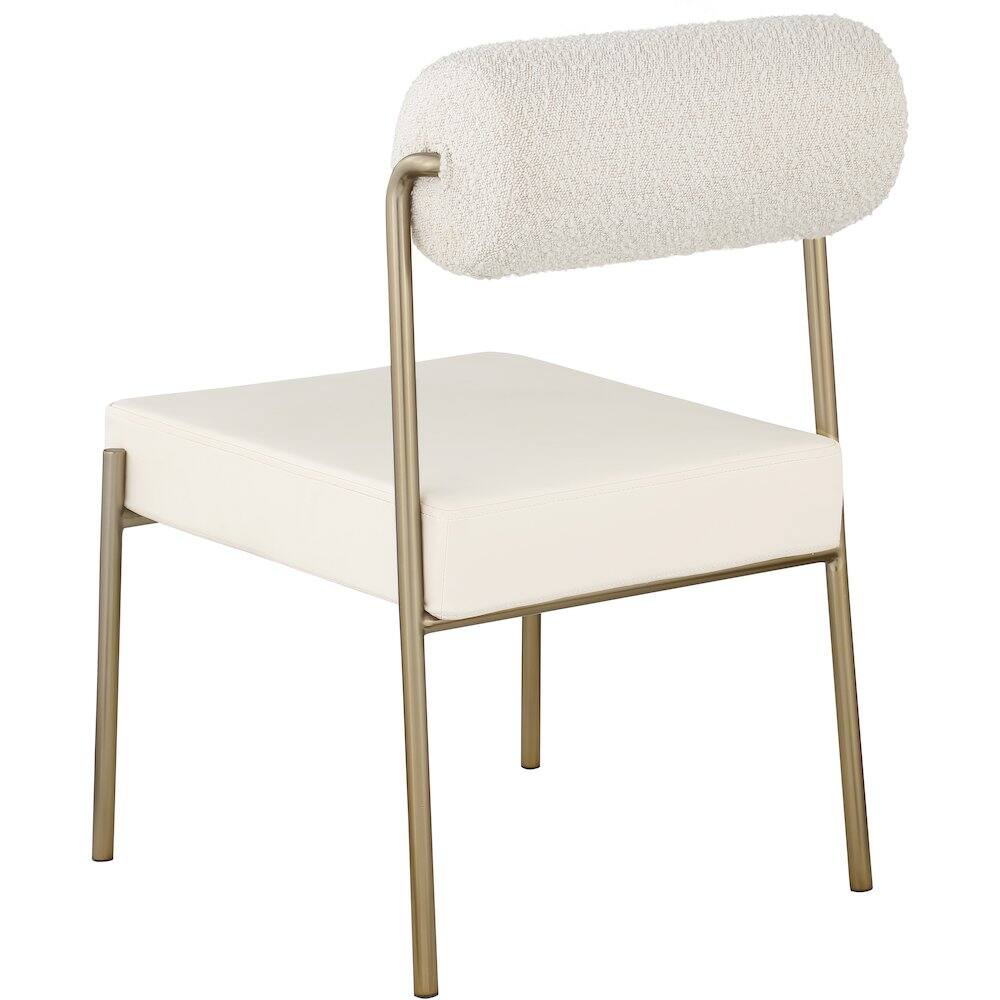 Alt View 1. Meridian Furniture - Carly Cream Vegan Leather Seat / Boucle Fabric Back Dining Chair, Set of 2 - Beige.