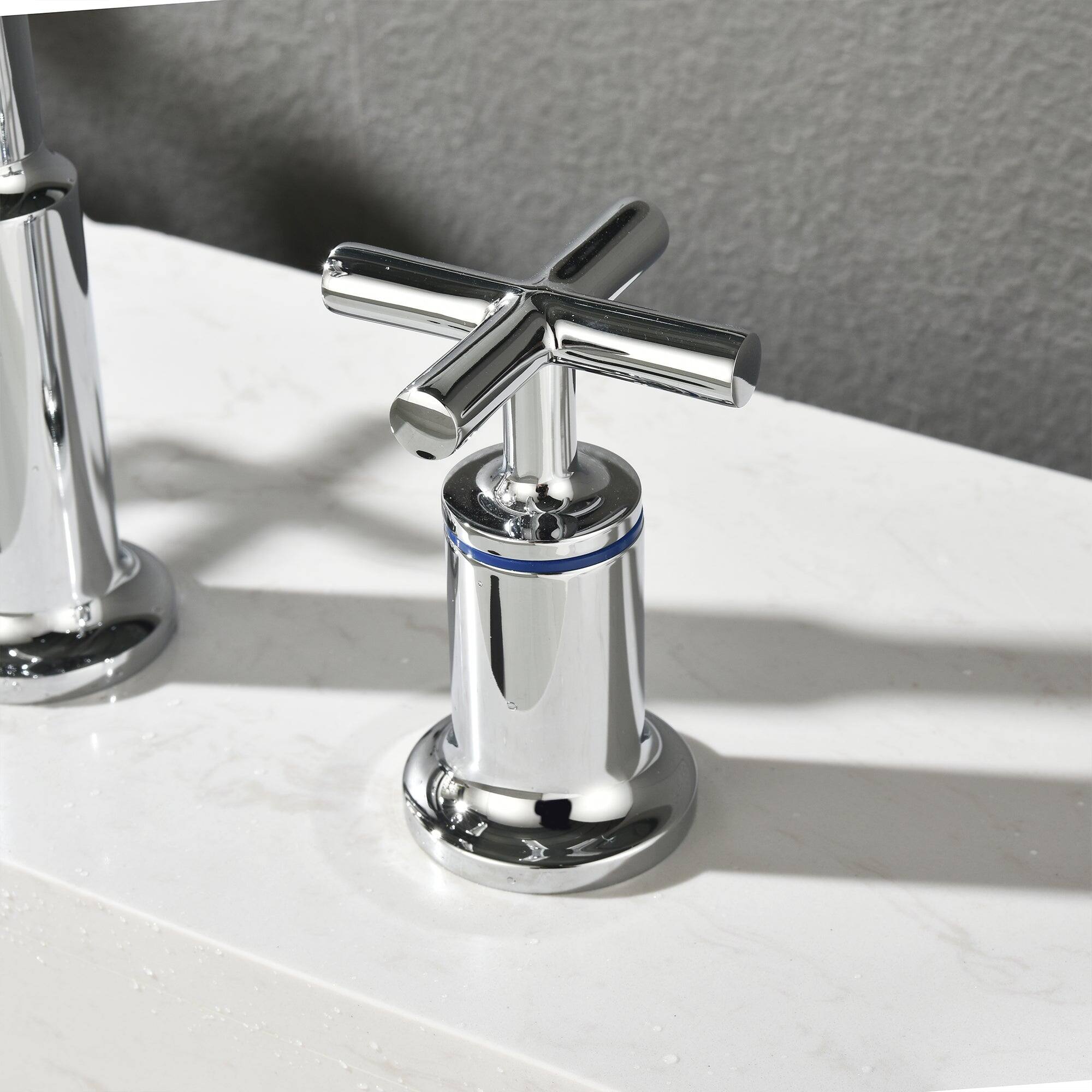 Alt View 7. Boyel Living - Brass 8 Inch Widespread Double Handle Bathroom Faucet with Water Supply Hoses and Quick Connected Hose in Chrome - Chrome.