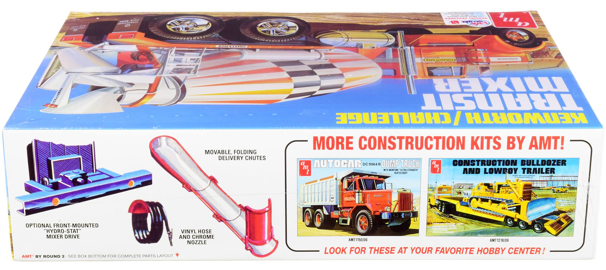 D S - AVEN CHASIE | H ulp D ..... COO MOVABLE, FOLDING DELIVERY CHUTES MIXER TRANSIT CHUTEUCE I KENWORTH MORE CONSTRUCTION KITS BY AMT! AUTOCAR DC 94 DUMP TRUCK a CONSTRUCTION BULLDOZER m, m e  WIde FHNLTY I MATO RST AND LOWROY TRAILER CokL COO OPTIONAL FRONT-MOUNTED "HYDRO STAT" VINYL HOSE MIXER DRIVE AND CHROME NOZZLE AMT BY ROUND 2 SEE BOX BOTTOM FOR COMPLETE PARTS LAYOUT - -  FAPTE  - - AMT1150/06 AM AMT1218.06 1 LOOK FOR THESE AT YOUR FAVORITE HOBBY CENTER!
