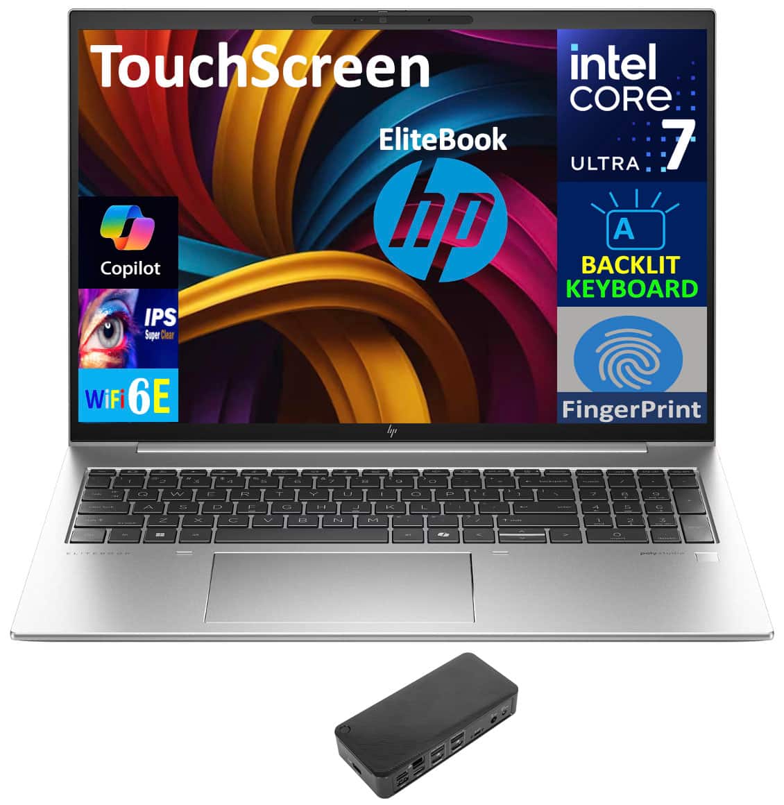 HP - EliteBook 860 Laptop 16.0 WUXGA (Intel Ultra 7 155U, 32GB DDR5, 2TB PCIe SSD, Intel Graphics, Win 11 Pro) - Silver