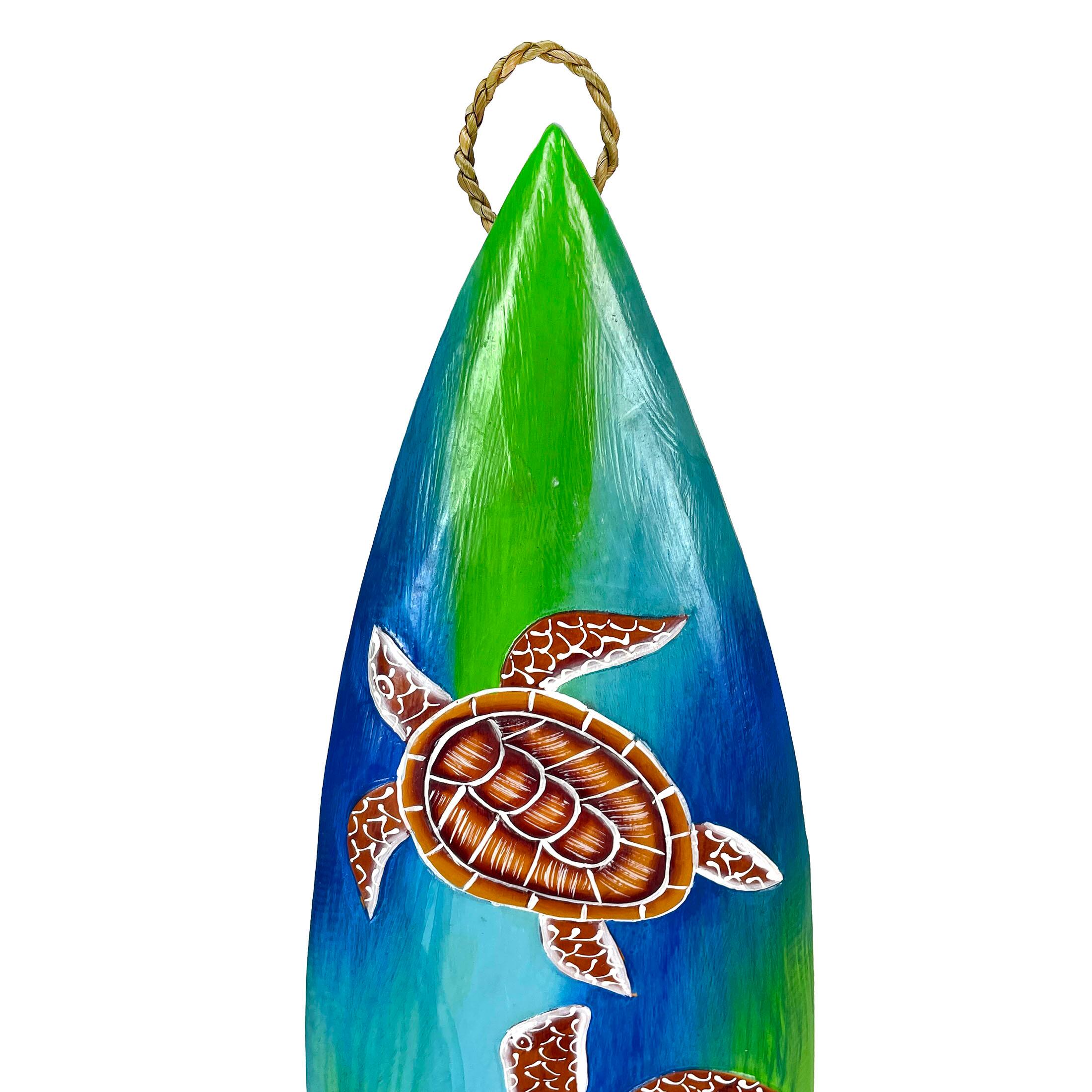 Alt View 2. Chesapeake Bay - Wooden Sea Turtle Surfboard Wall Decor 38.5" Tropical Ocean Beach Art - Multicolored.