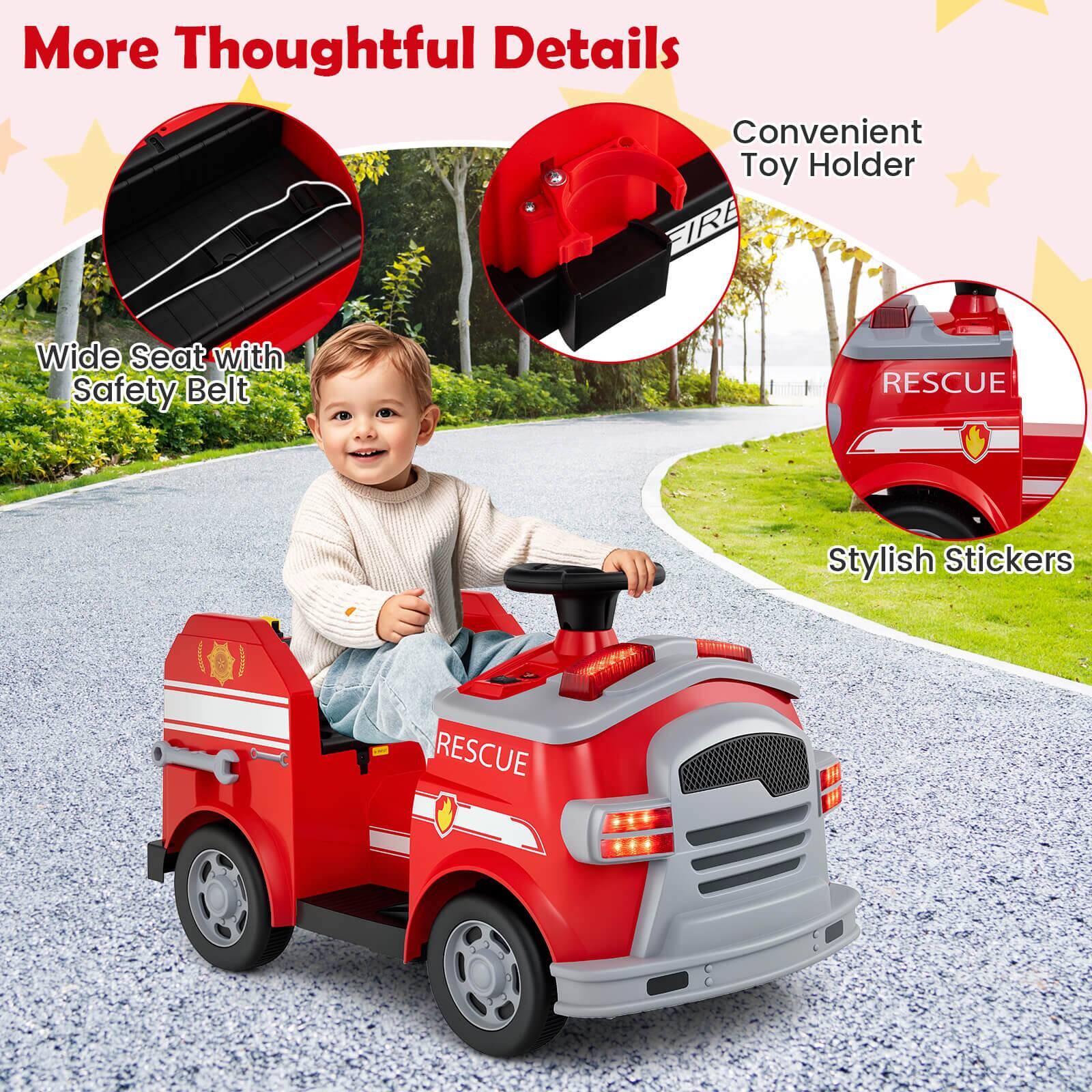 More Thoughtful Details

- Wide Seat with Safety Belt
- Convenient Toy Holder
- Stylish Stickers