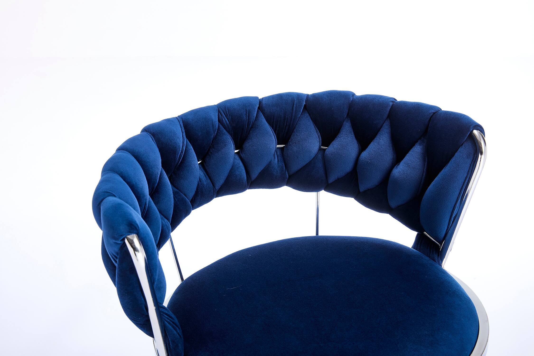 Alt View 2. SlickBlue - Modern Adjustable Bar Stools – Set of 2 Velvet Swivel Chairs with Chrome Legs - Blue.