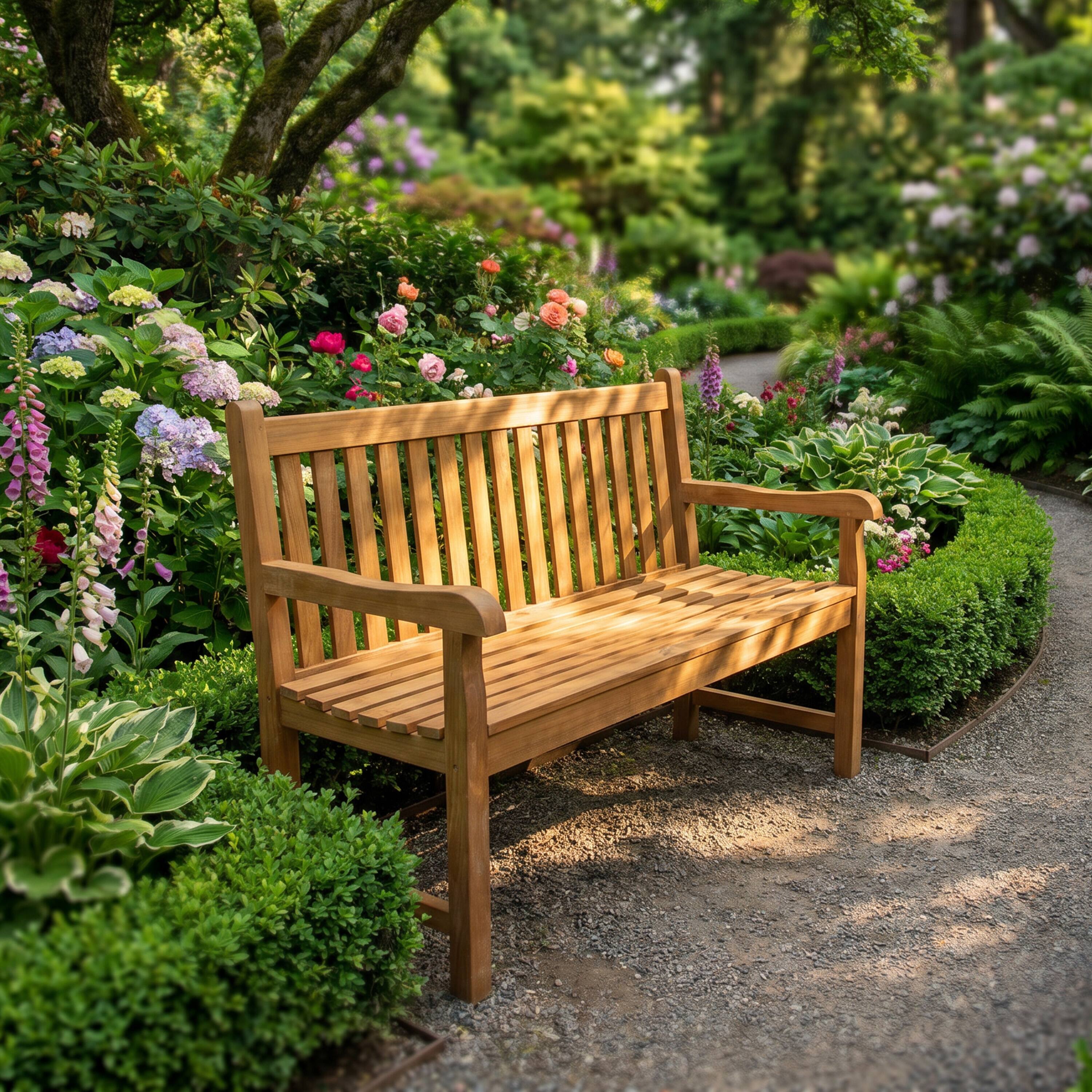 Alt View 7. Sunnydaze - Sunnydaze 2-Person Teak Patio Bench for Outside - Beige.