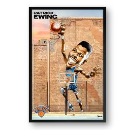 Sporticulture - Patrick Ewing New York Knicks Framed 14" x 20" Player Caricature Art - Multicolor