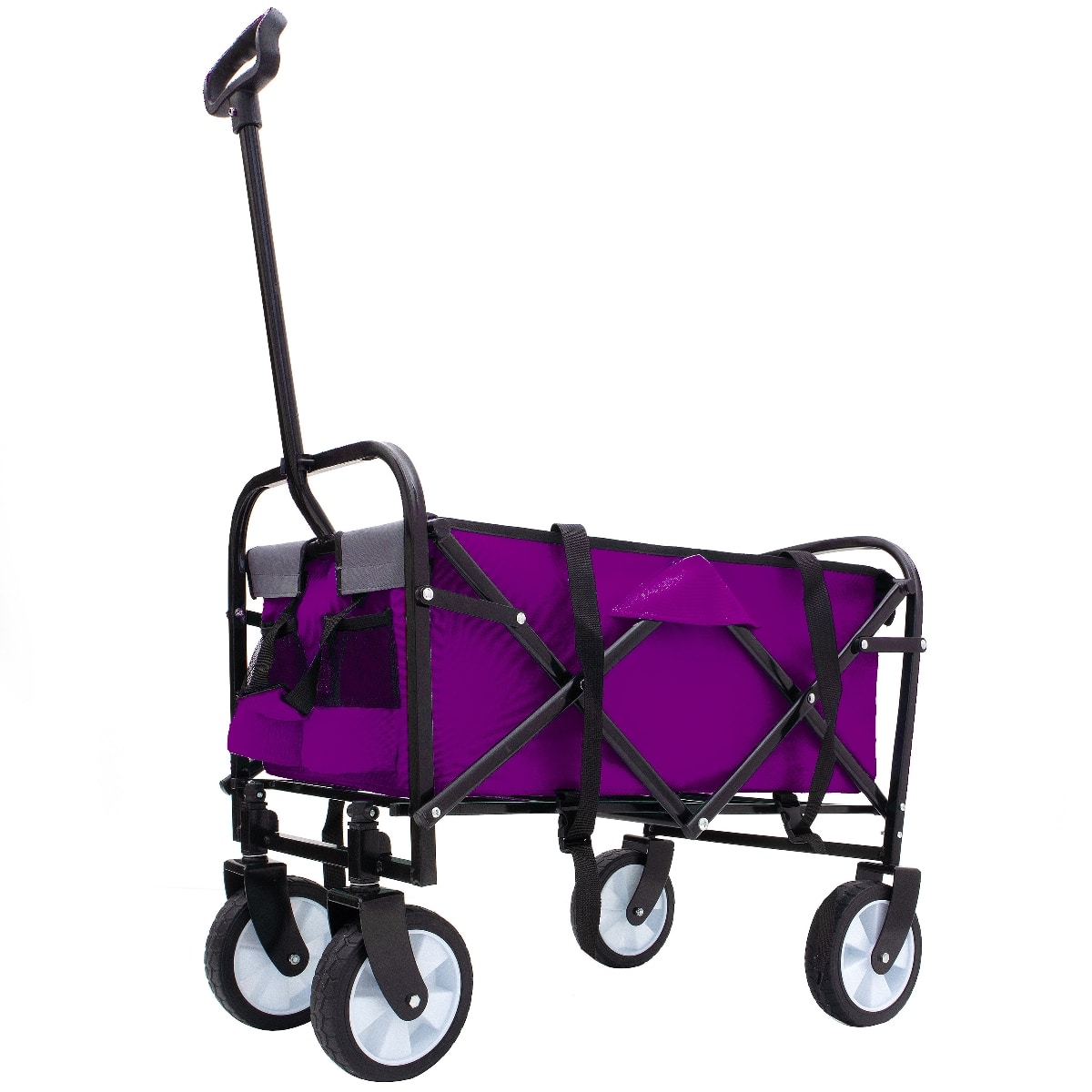 Loheer - Collapsible Wagon with Strapping System, 225 lb Capacity Utility Cart, Purple