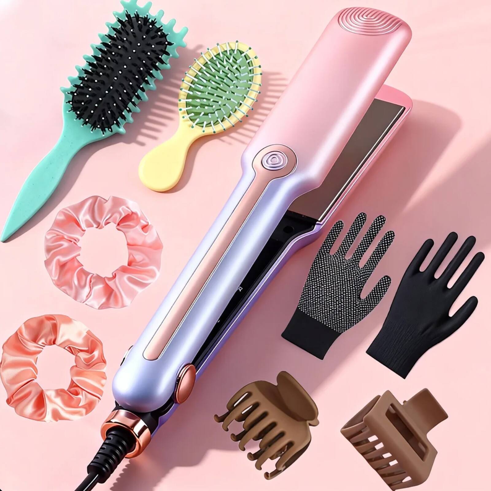 Front. Morfone - 9-Piece Portable Hair Straightening Clips, Home Use Straightening and Curling Clips. Air Bangs Clips.