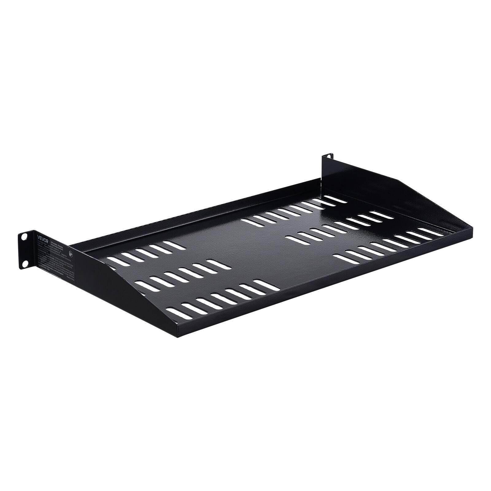 Alt View 5. VEVOR - 1U Server Rack Shelf, 4 PCS, 50 lbs Max Load-Bearing Vented Cantilever, Wall Mount or Rack Mount Shelf with Tray - Black.