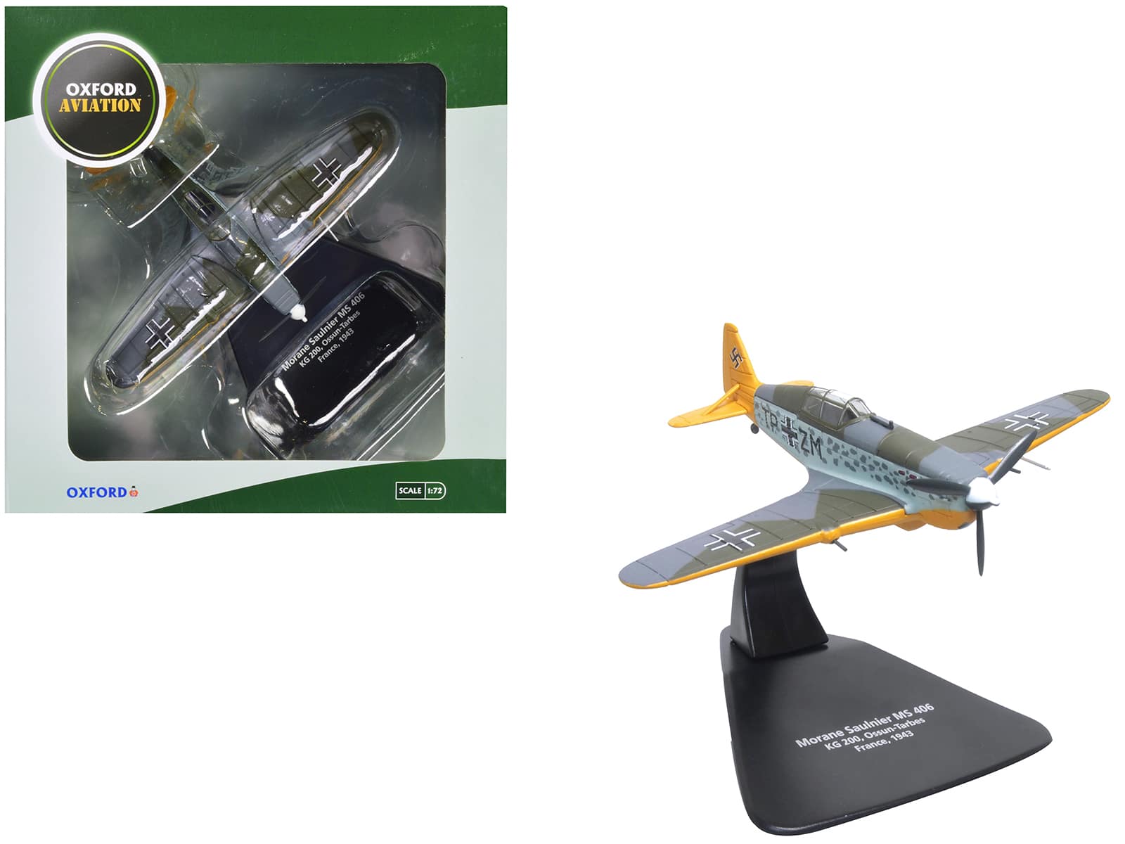 "Morane-Saulnier M.S.406 Fighter Aircraft ""KG200, France"" (1943) German Luftwaffe 1/72 Model Airplane by Oxford Diecast" price history on PriceWatchPro