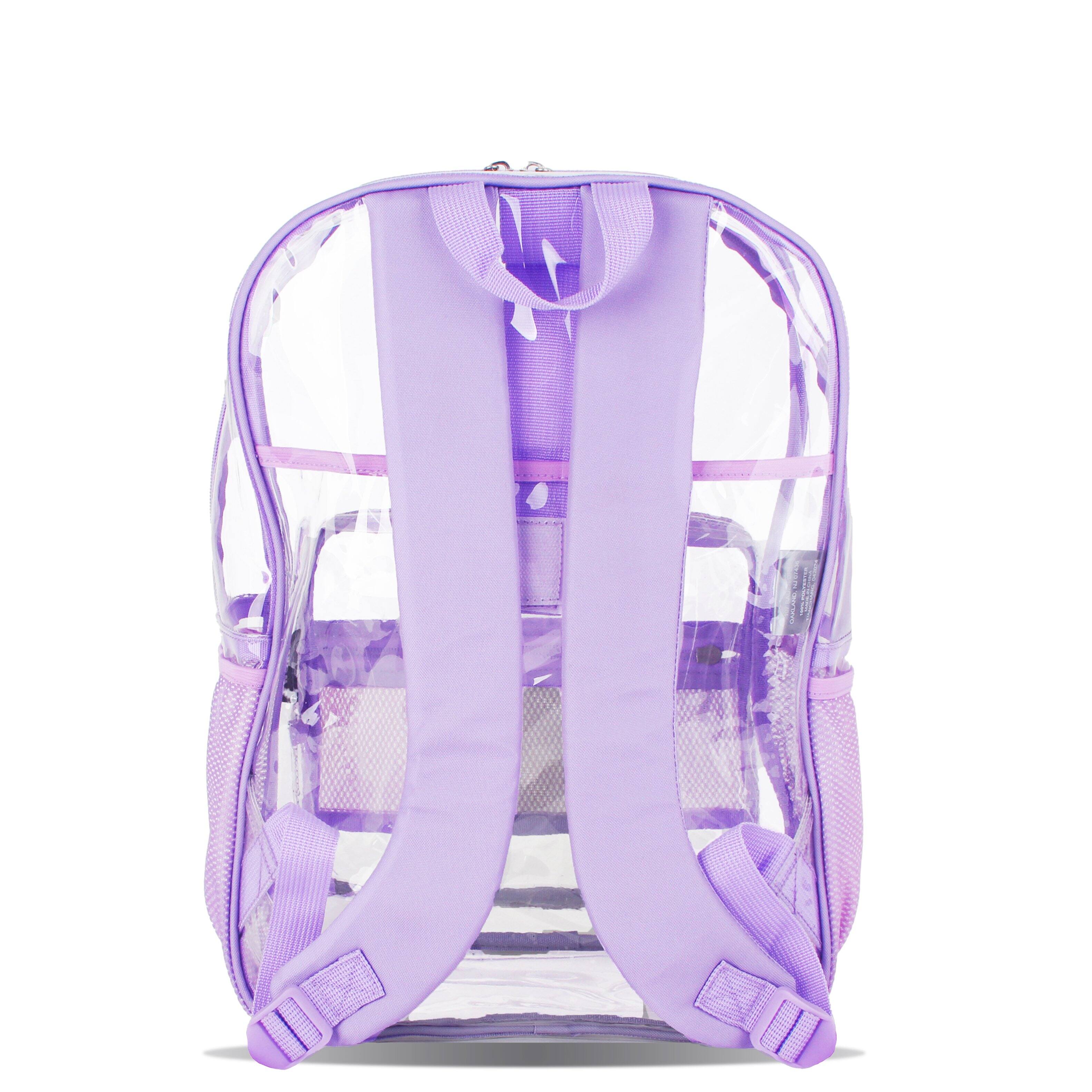 Back. J World - J World Unisex Clear 17" Laptop Backpack, Clear - DIGITAL LAVENDER.