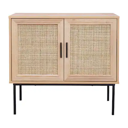 Front. CorLiving - CorLiving - Contemporary Curved Sideboard Buffet - Light Wood.