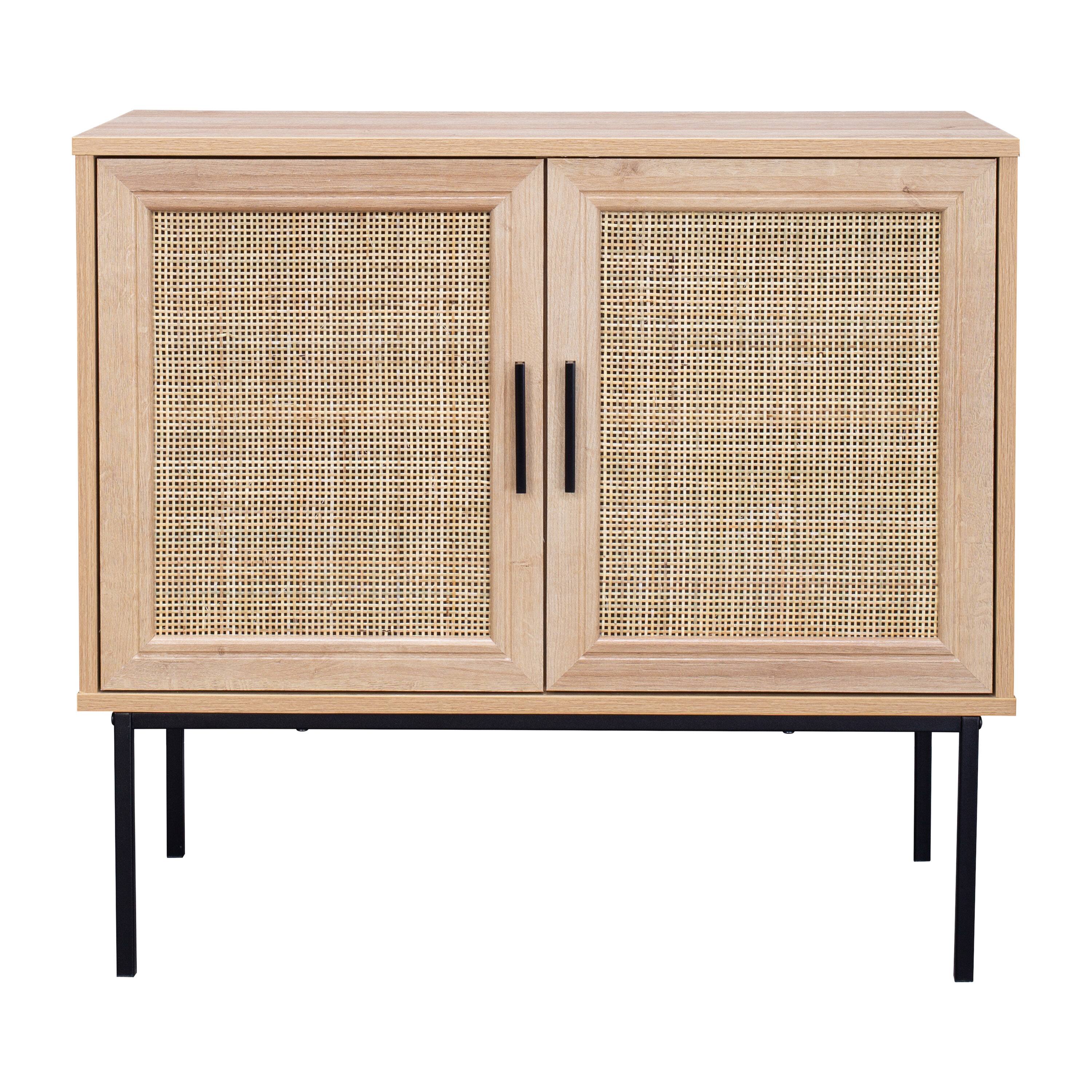Front. CorLiving - CorLiving - Contemporary Curved Sideboard Buffet - Light Wood.
