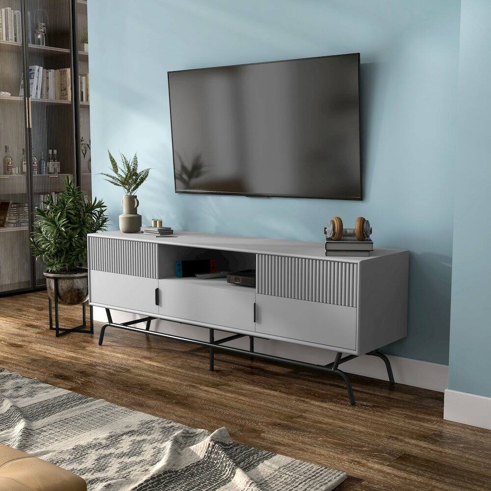 Alt View 4. Furniture of America - Umi Contemporary TV Stand for TV's up to 65" in Gray Pure - Gray.