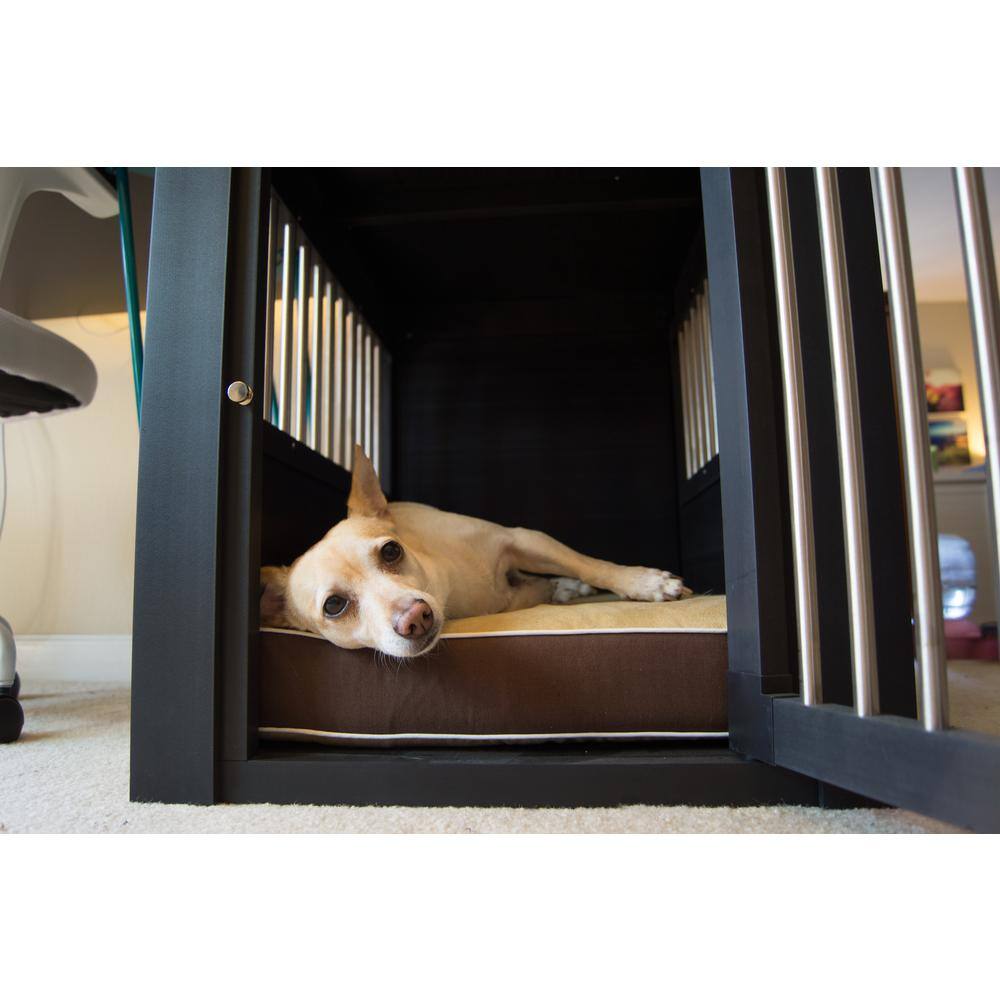 Angle. New Age Pet - InnPlace™ Dog Cushion - Medium - Tan/Brown.