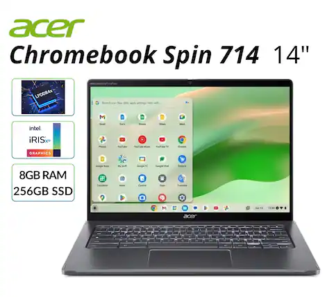 acer Chromebook Spin 714 14" LPDDR4x
intel iRISx GRAPHICS
8GB RAM
256GB SSD
Search your files, apps, settings, help, web...
Google Docs Sheets Slides Meet
Photos YouTube YouTube Music YouTube TV
Chrome
Google Keep My Stuff Google TV Google Calendar
Calculator News Cursive Google Scan Translate
Explore
Jun 13 12:30
acer