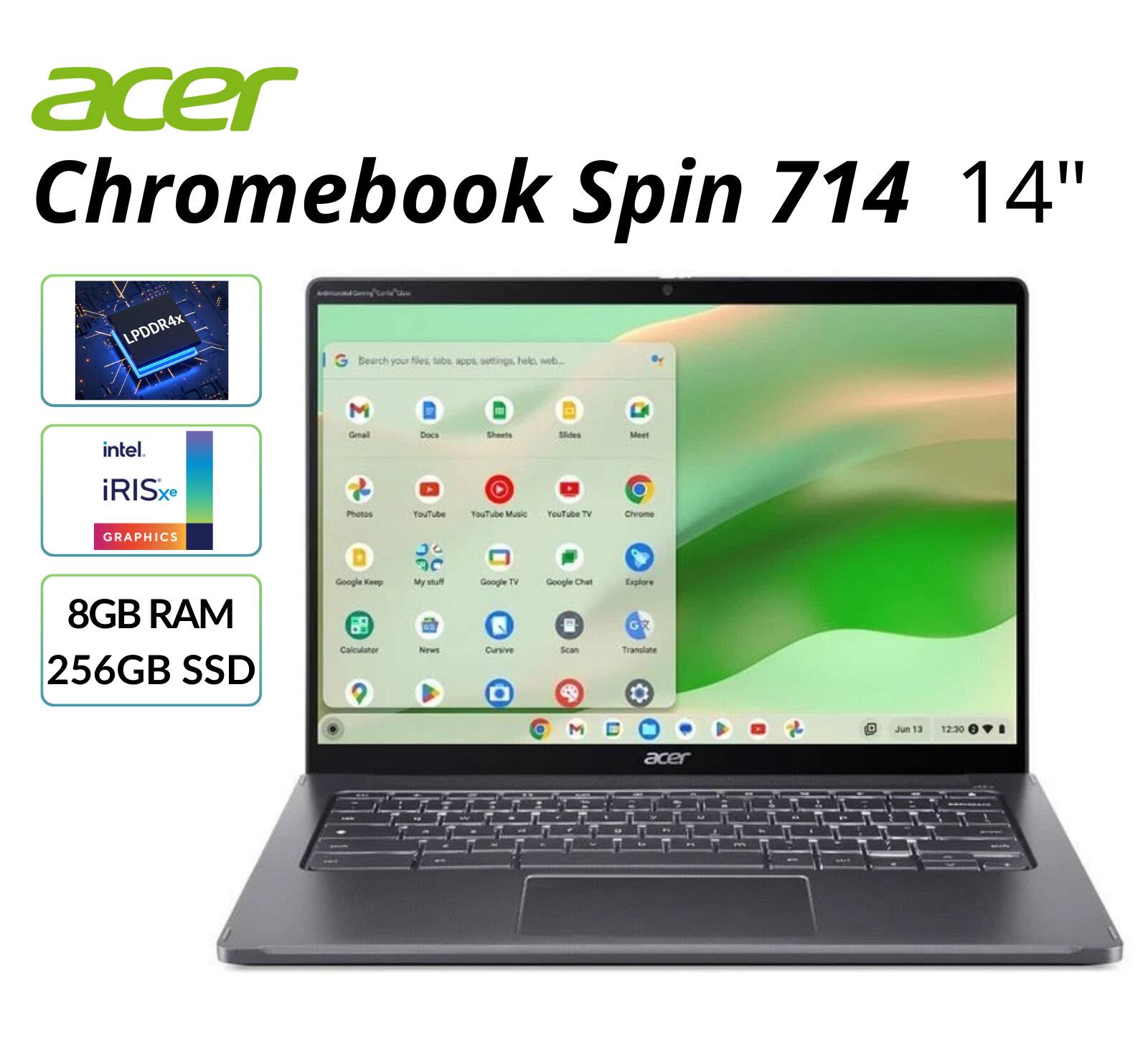 Acer - Refurbished Excellent - Chromebook Spin 714 CP714-2W-56B2 14" Touchscreen Laptop Intel Core i5-1335U 1.3GHz 8GB RAM 256GB SSD - Gray