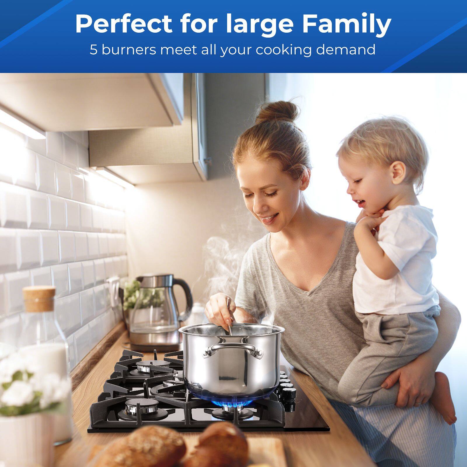 Perfect for large Family  
5 burners meet all your cooking demand