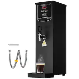 VEVOR - Commercial Water Boiler, Electric Hot Water Dispenser with 316 Stainless Steel Heating Tube, 1500W Step-by-step - Black