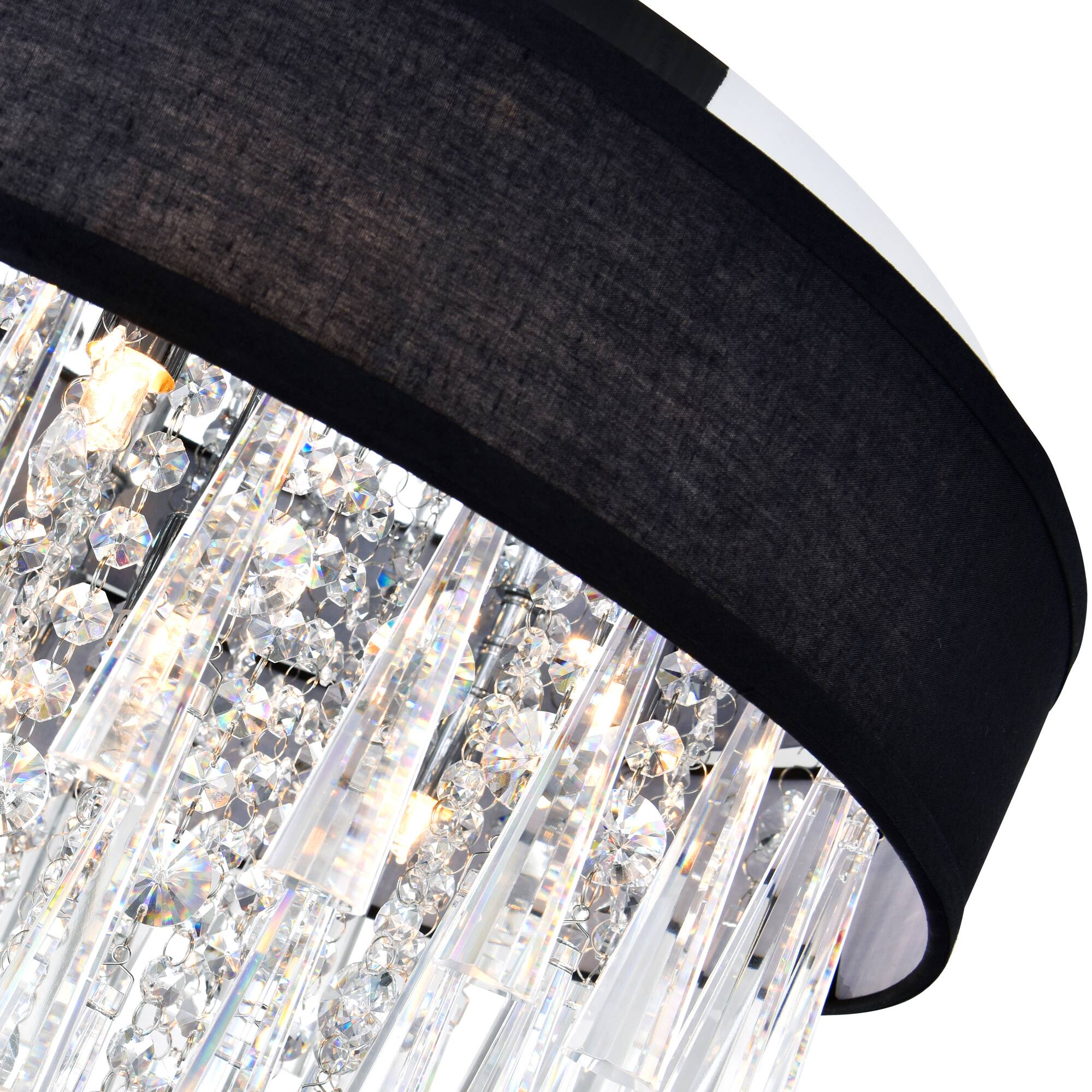Alt View 1. CWI Lighting - Franca 8 Light Drum Shade Chandelier With Chrome Finish - Black.