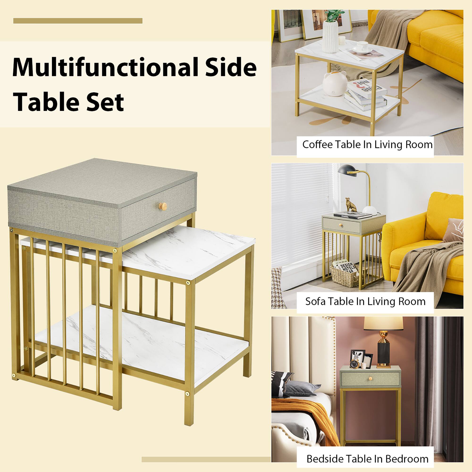 Multifunctional Side Table Set

Coffee Table In Living Room

Sofa Table In Living Room

Bedside Table In Bedroom