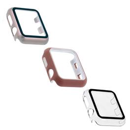 Stock Preferred - 3 Pack Apple Watch 40mm Protective Cover with 9H Tempered Glass - Rose Gold, Pink, Clear