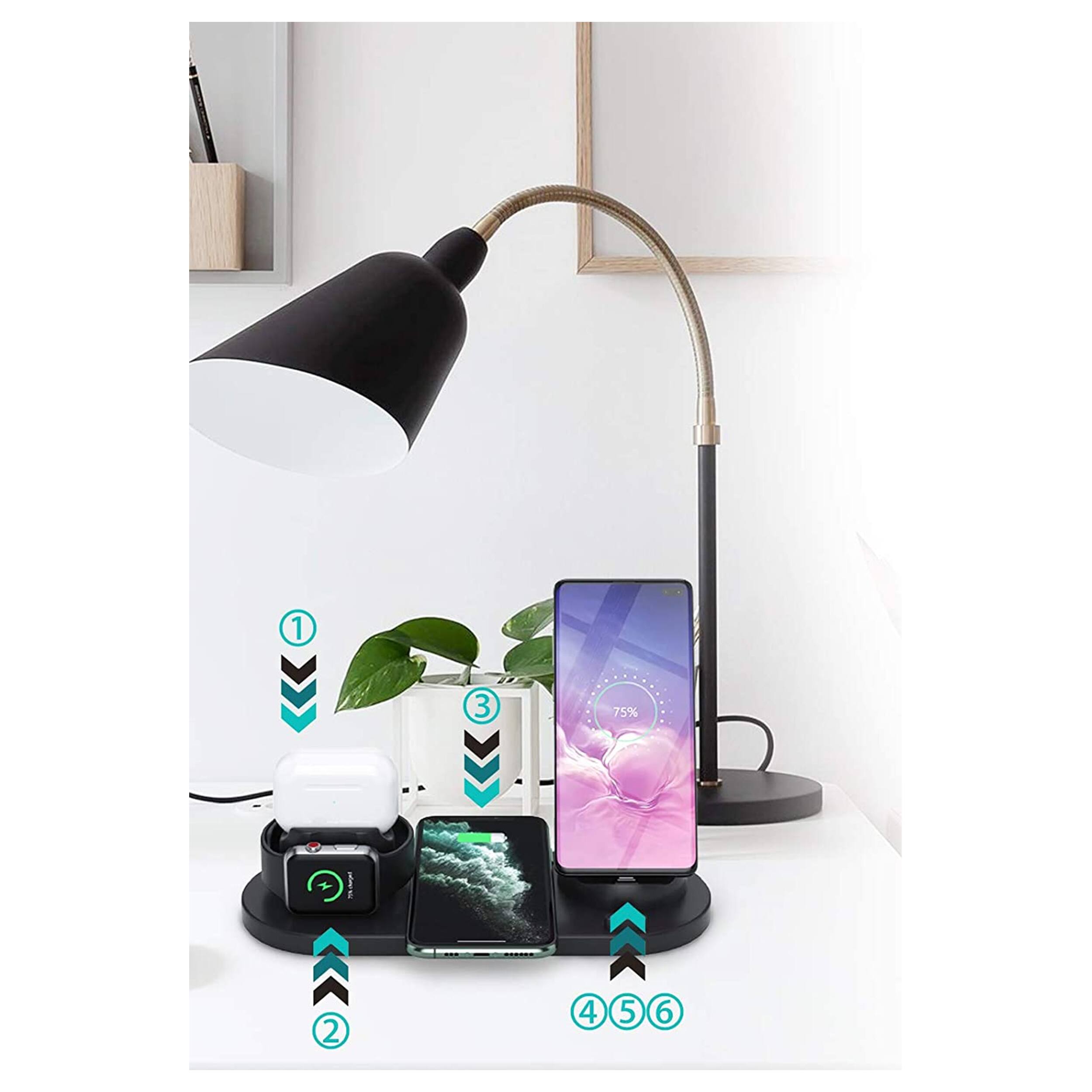 Alt View 9. Trexonic - Trexonic Wireless Charger 6 in 1 Charger Dock with Wireless Charging Station in Black - Black.