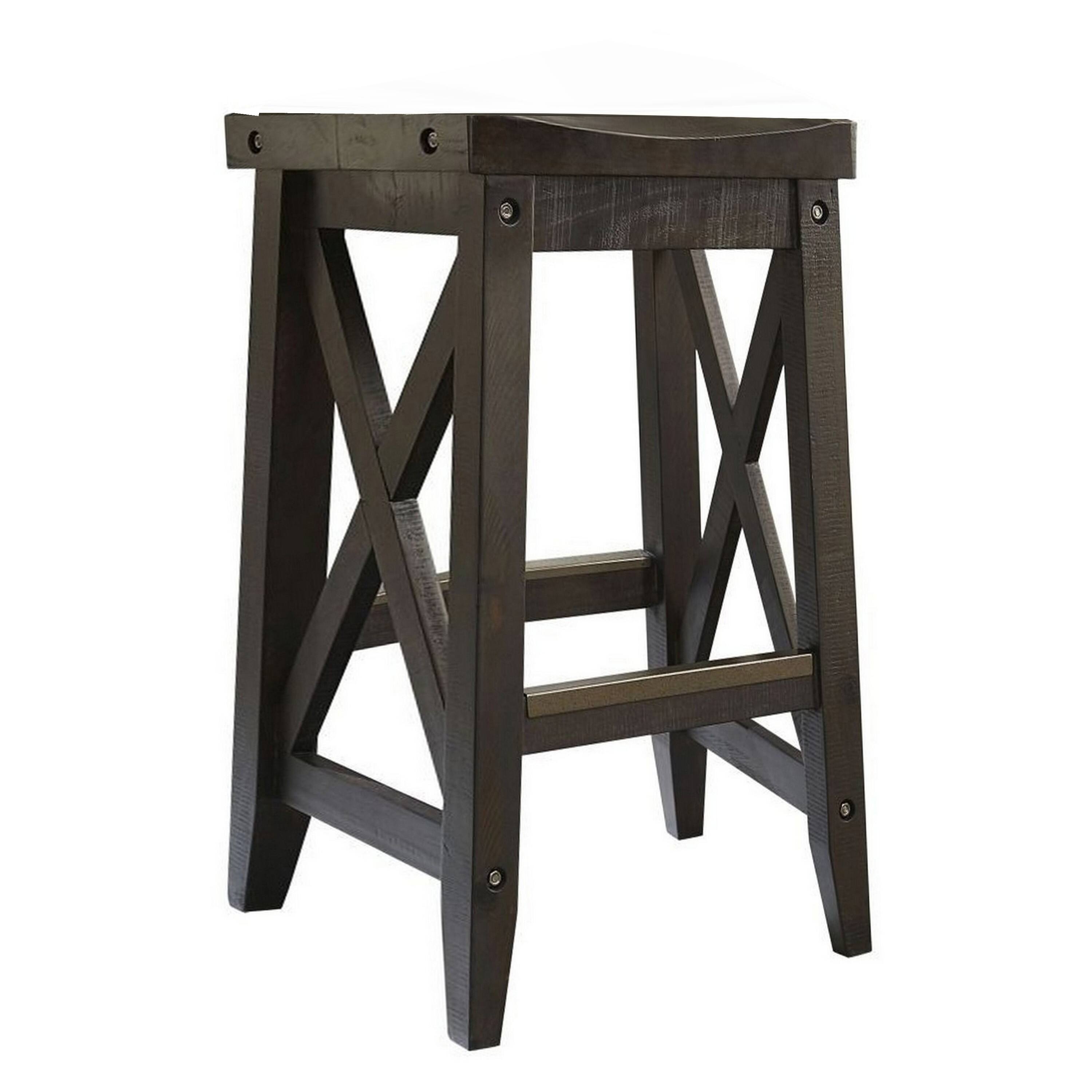 Front. Manhattan Lane - 31 Inches Saddle Seat Wooden Barstool - Brown.