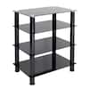 Front. Mount-It! - Four‑Tiered Glass A/V Media Stand with Tempered Shelves & High Load Capacity for Component Storage, Black - Black.