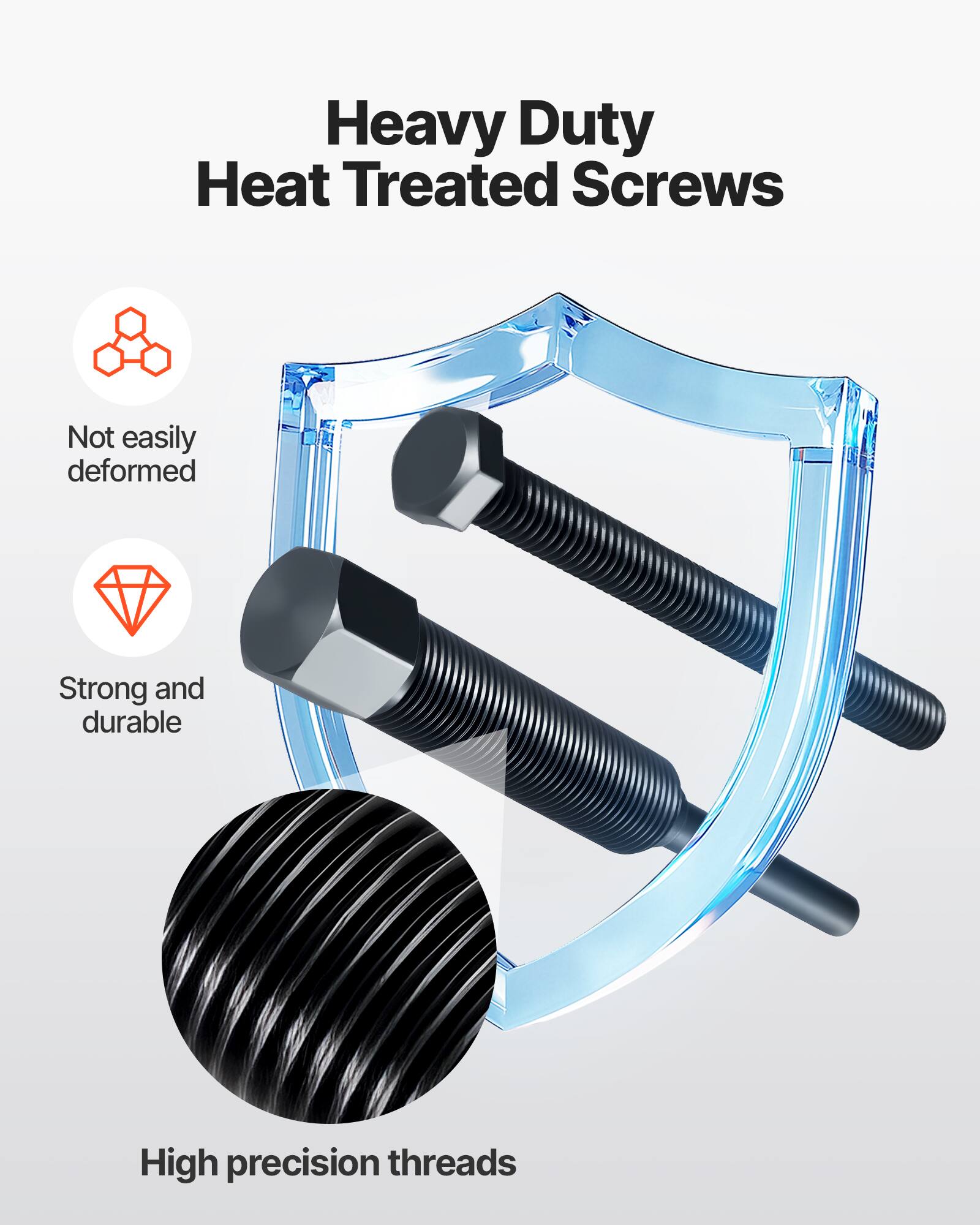 Heavy Duty Heat Treated Screws  
- Not easily deformed  
- Strong and durable  
- High precision threads