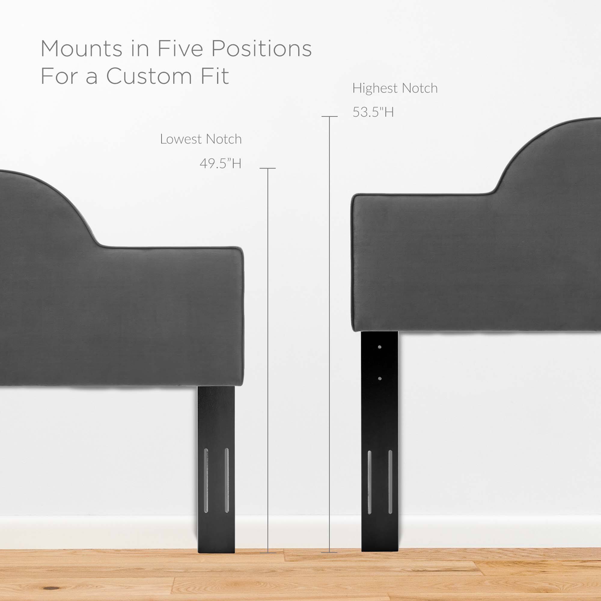 Mounts in Five Positions For a Custom Fit

Lowest Notch 49.5"H

Highest Notch 53.5"H