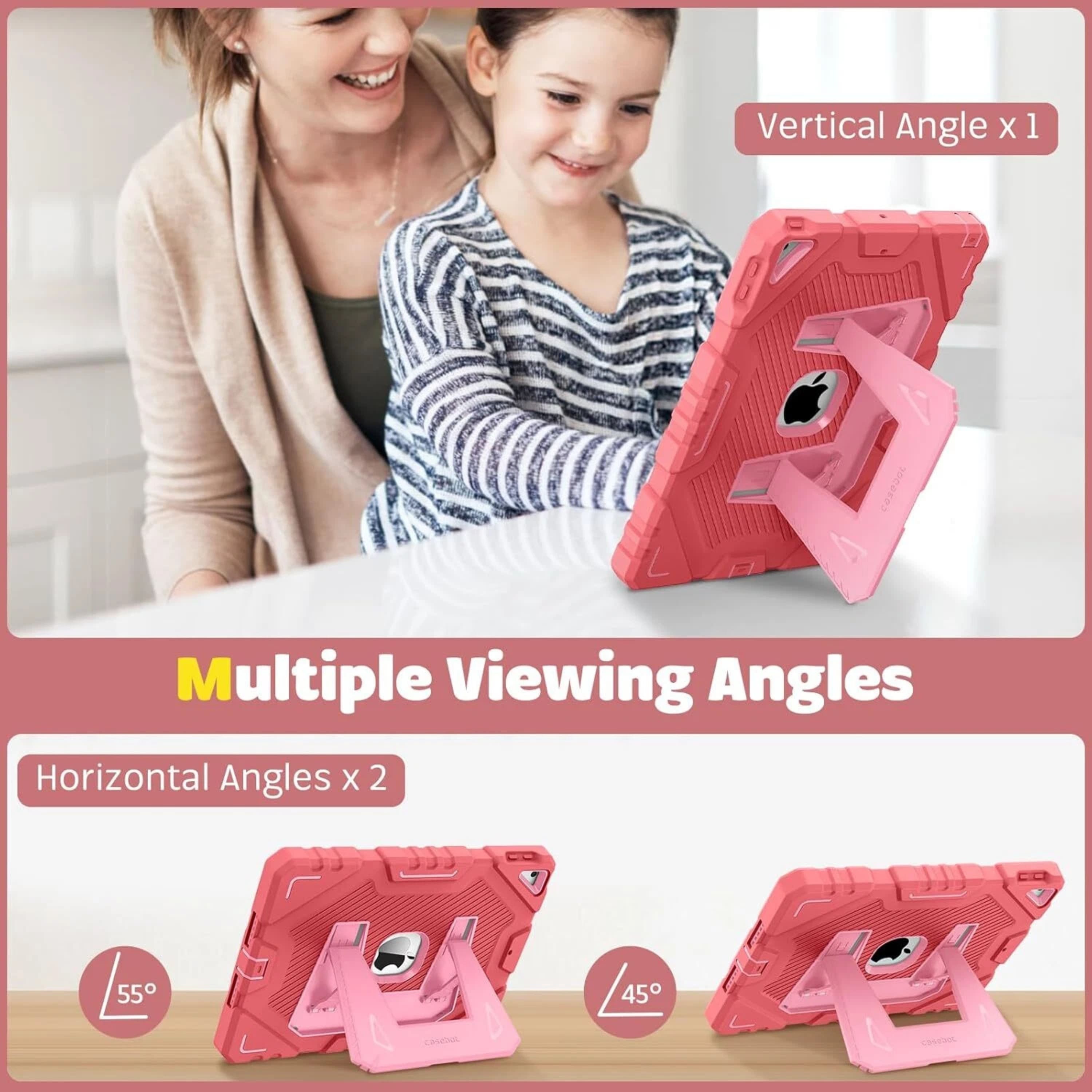 Custodia Per IPad 9a/8a/7a Generazione 10.2 Pollici Per Bambini, Con Supporto Multi-angolazione, Rosa, Protezione Antigraffio - 5