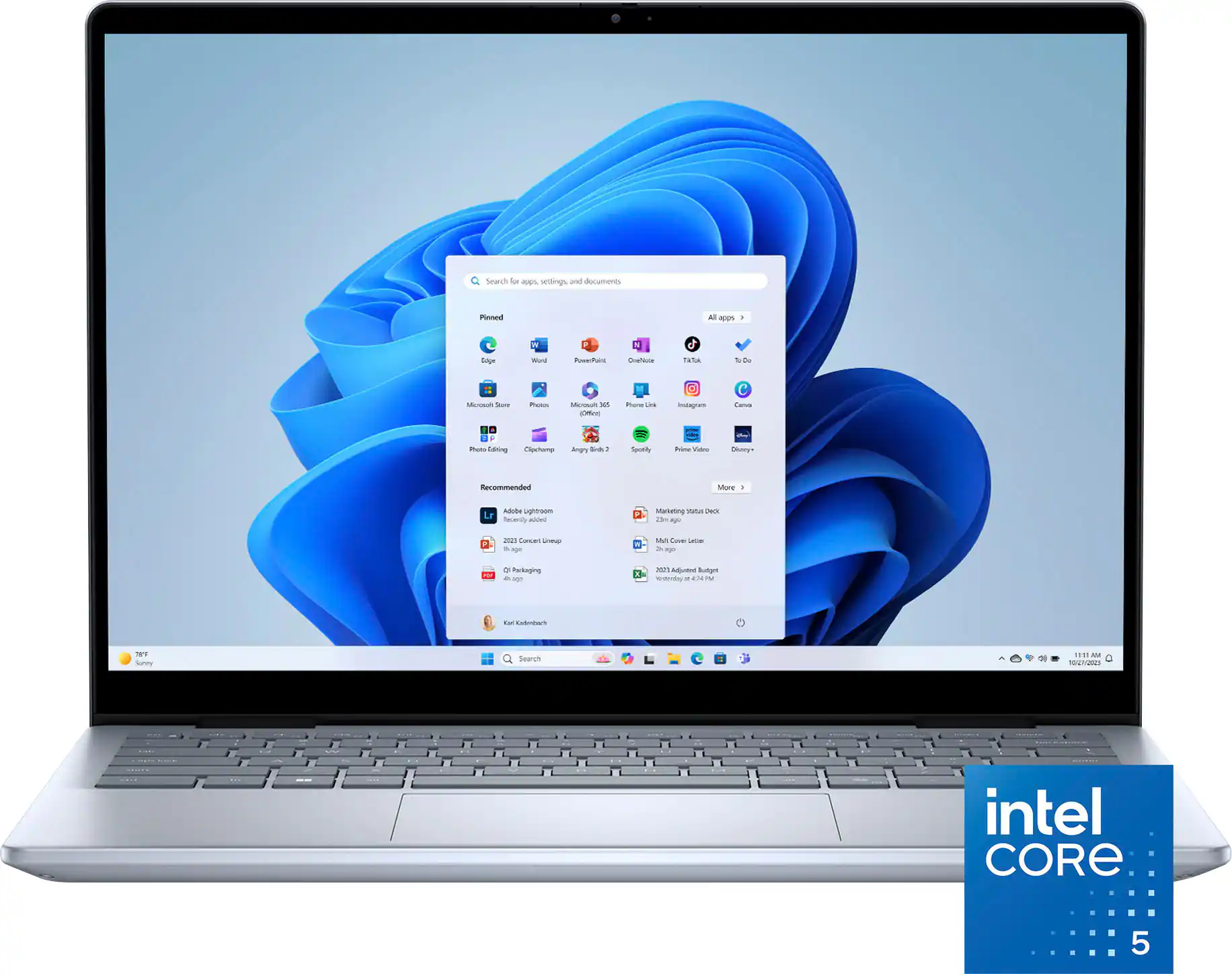 Search for "settlings" and "decumeris" found in the image. The text on the image says "Intel Core 5".