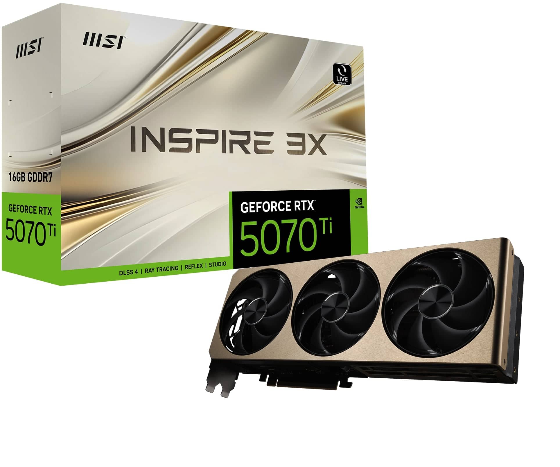 MSI - NVIDIA GeForce RTX 5070 TI 16G INSPIRE 3X OC GDDR7 PCI Express Gen 5 Graphics Card - Black - Front_Zoom