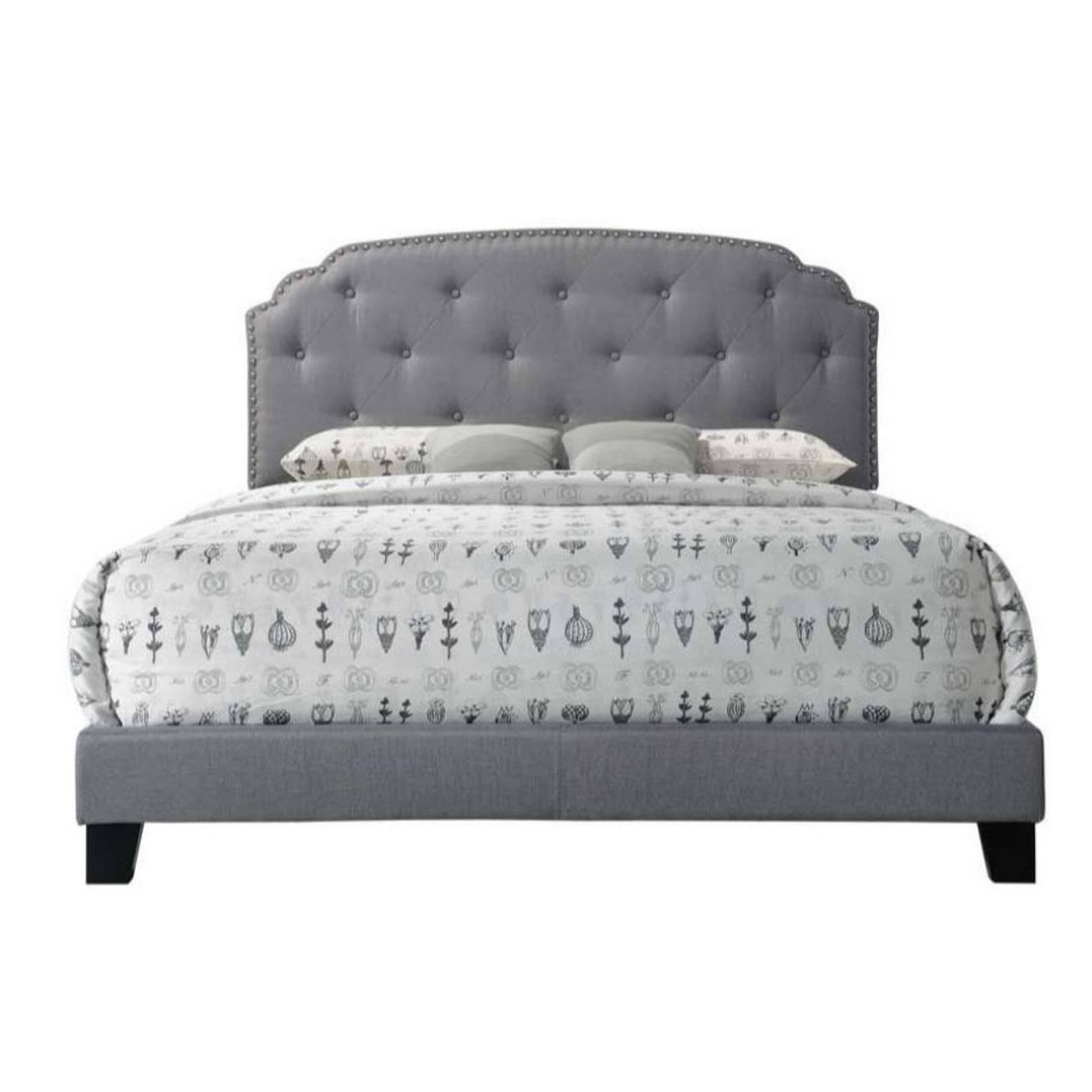 Alt View 1. Manhattan Lane - Modern Queen Bed, Gray Fabric - Gray.