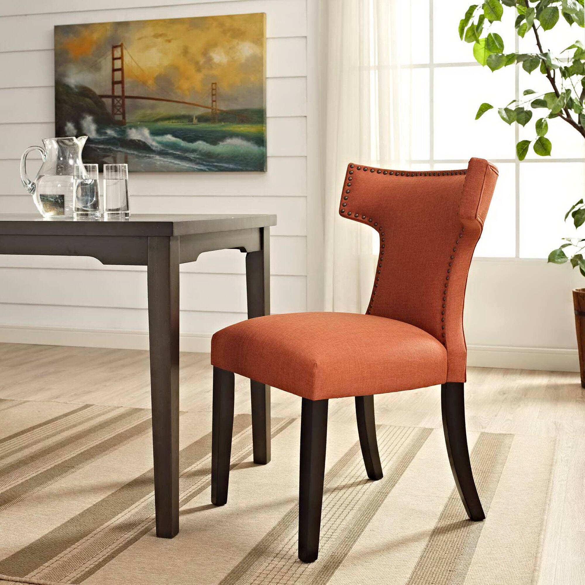 Back. Modway - Curve Fabric Dining Chair by Modway - Orange.