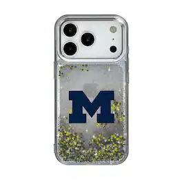 Keyscaper - NCAA - Michigan Wolverines Linen Logo iPhone Glitter Case - 14 - Multicolor
