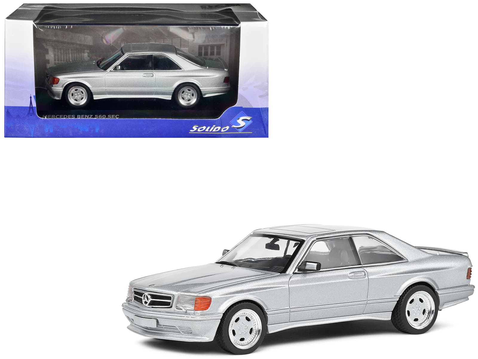 1990 Mercedes-Benz 560 SEC AMG WideBody Silver Metallic 1/43 Diecast Model Car by Solido price history on PriceWatchPro