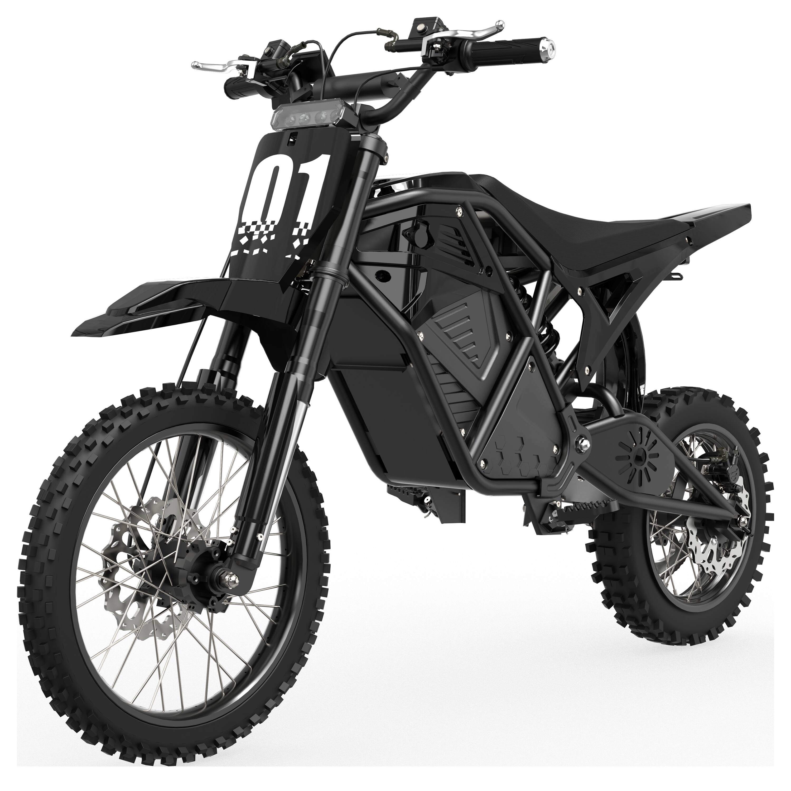 Front. Eskute - Electric Dirt Bike - 3500W Peak Mid-Drive Motor, 53-Mile Range, Hydraulic Nitrogen Suspension, with Helmet - Black.