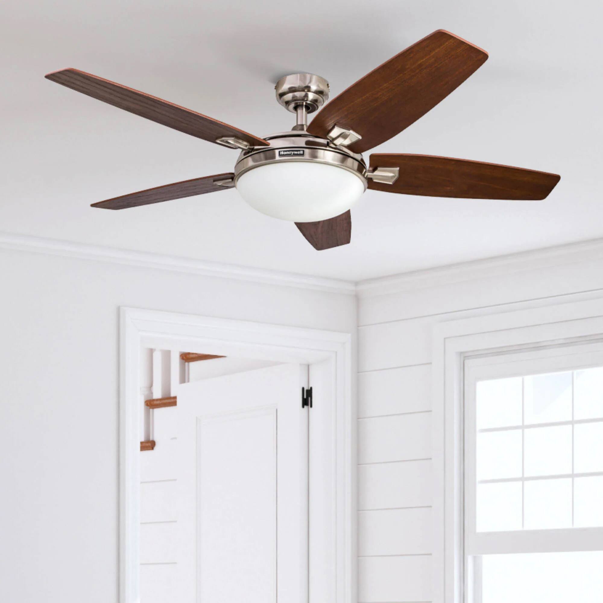 Alt View 3. Honeywell - Honeywell Carmel Ceiling Fan, Quiet Motor & Remote Control, 48", Brushed Nickel - Brushed Nickel.