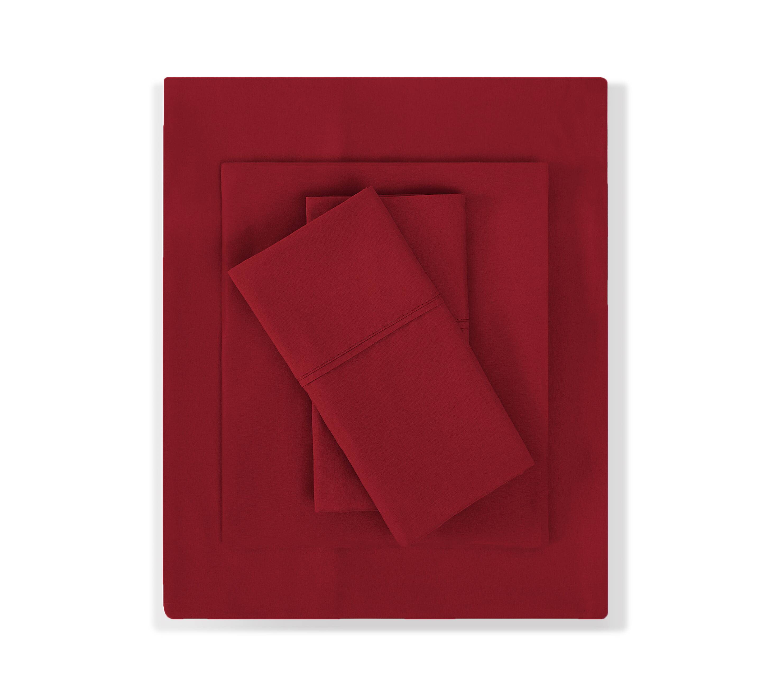 Back. Sweet Home Collection - All Season Reversible Bed-in-A-Bag Solid Color Comforter & Sheet Set, King - Red.