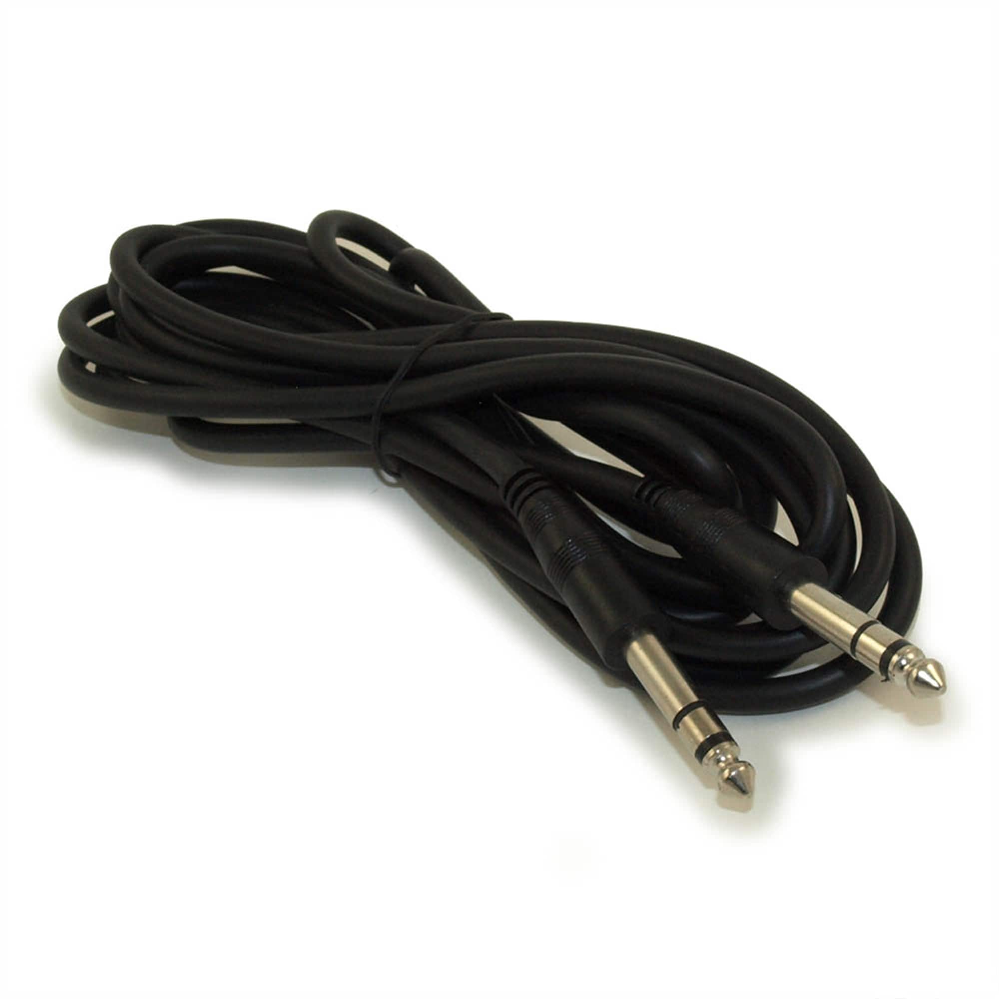 Vivitar - 10ft 1/4" Stereo TRS Phone Cable, Male to Male, 28AWG, Nickel Plated - Black